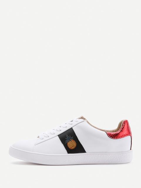 Contrast Pineapple Pattern Lace Up Sneakers