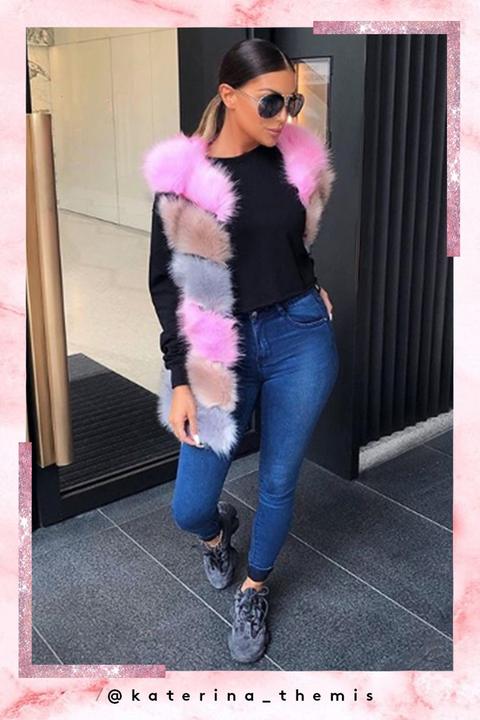 Raegan Pink Multi Faux Fur Gilet