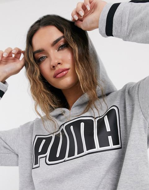 Puma Rebel Reload Cropped Hoodie In Grey