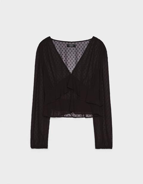 Blusa De Plumeti Con Volante