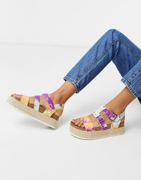 Plataformas Planas Tipo Alpargata Gruesa En Teñido Anudado Tanner De Asos Design-multicolor