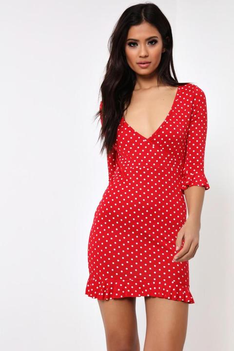 red polka dot tea dress