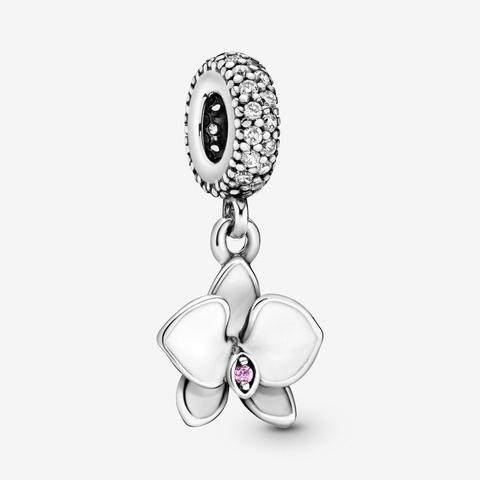 Charm Colgante En Plata De Ley Orquídea Blanca