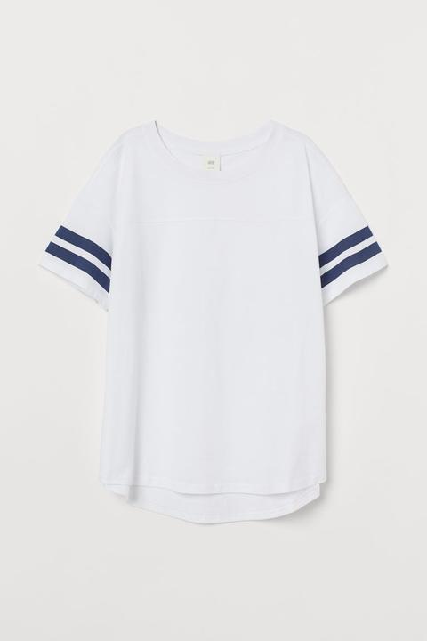 H & M - T-shirt A Righe - Bianco