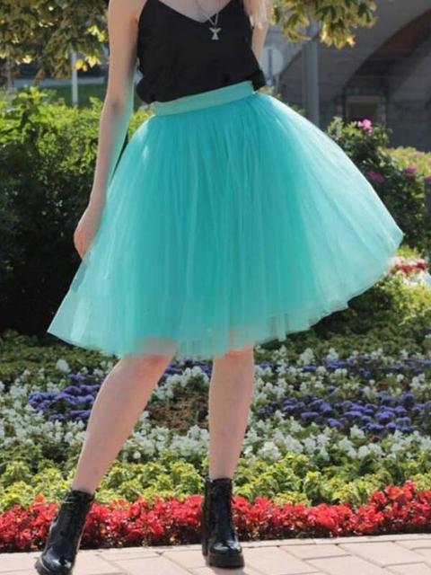 Gonna Granata A Pieghe Vita Alta In Tulle Tutu Festa Da Damigella D'onore Elegante Midi Elegante Verde Smeraldo