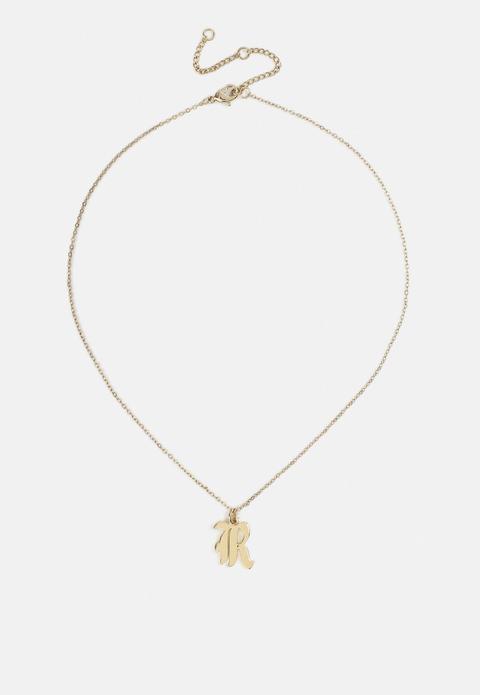 Gold Look Initial R Necklace