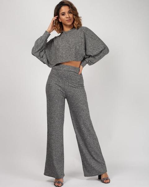 Nara Cropped Batwing Top & Trouser Co-ord In Grey