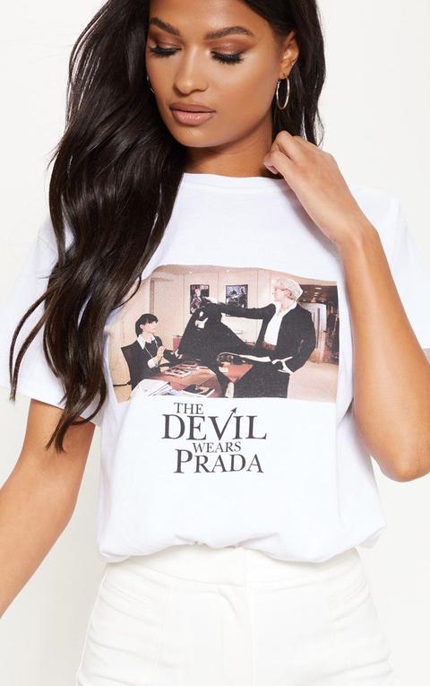 T-shirt Oversize Blanc Imprimé Devil 