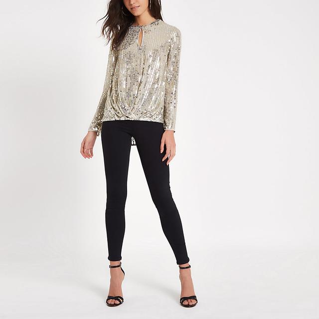 gold sequin top river island