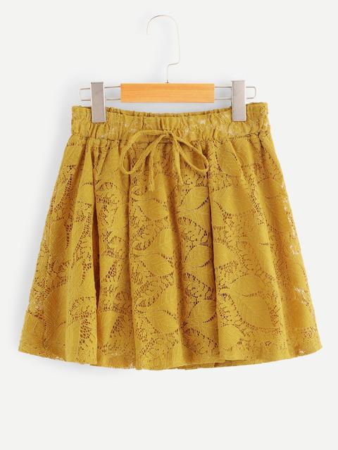 Lace Drawstring Waist Skirt