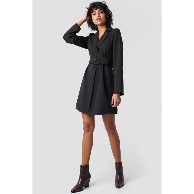 wide sleeve belted blazer dress