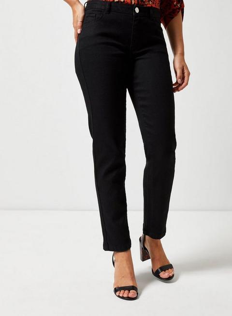 black stretch straight leg jeans