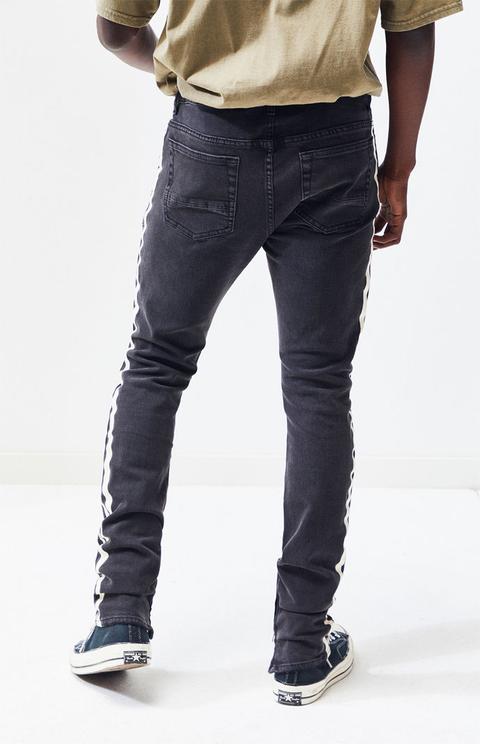 Pacsun stacked skinny side hot sale stripe zip black jeans