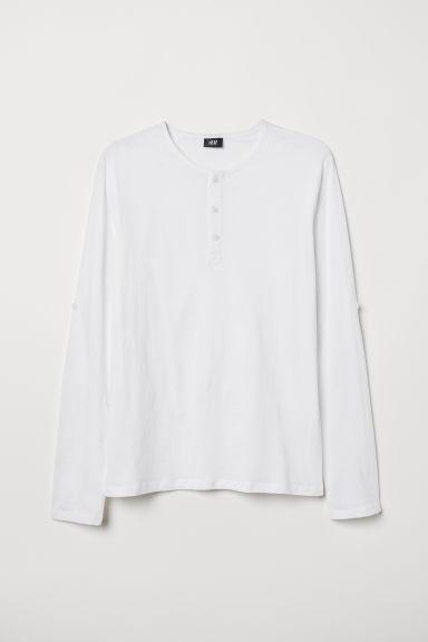 H & M - Maglia A Serafino In Cotone - Bianco