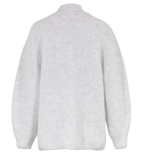 Pale Grey Ribbed Knit High Neck Long Jumper New Look