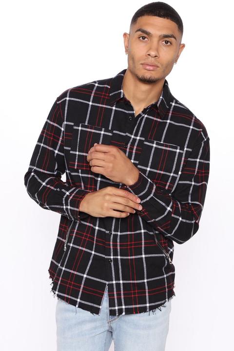 Brooklyn Zip Flannel Shirt - Black/white