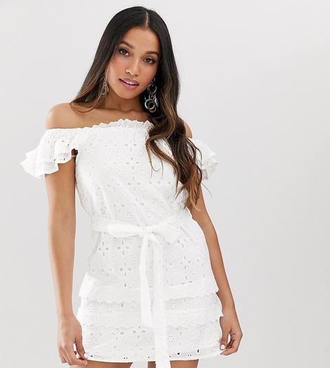 white off shoulder broderie dress