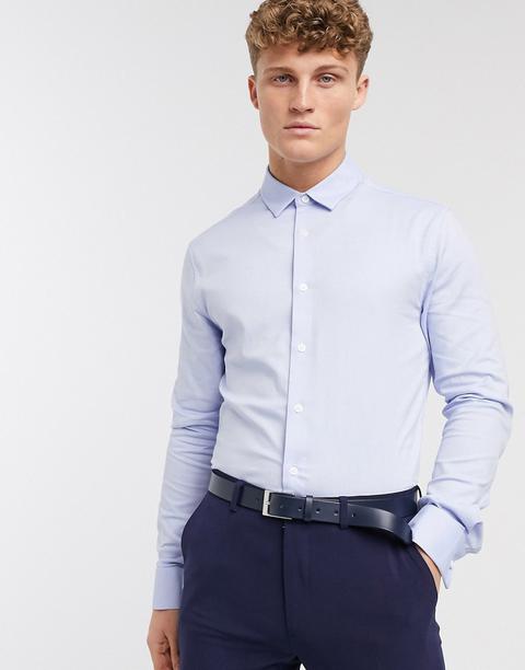 Asos Design Formal Skinny Fit Oxford Shirt In Blue