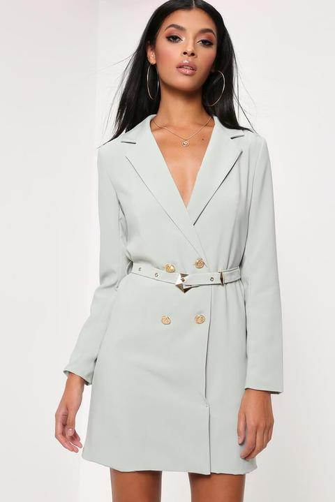 Mint Belted Blazer Dress