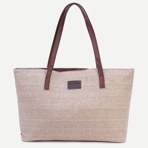 Tote Borsa Con Cerniera - Khaki Chiaro