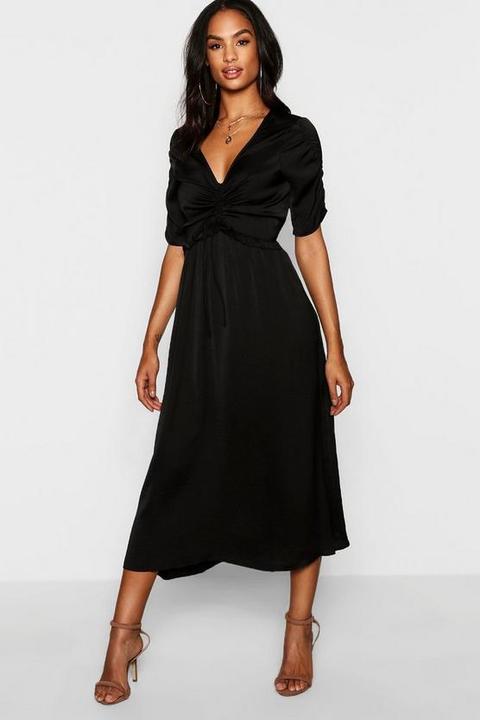 Tall Ruched Front Satin Midi Dress