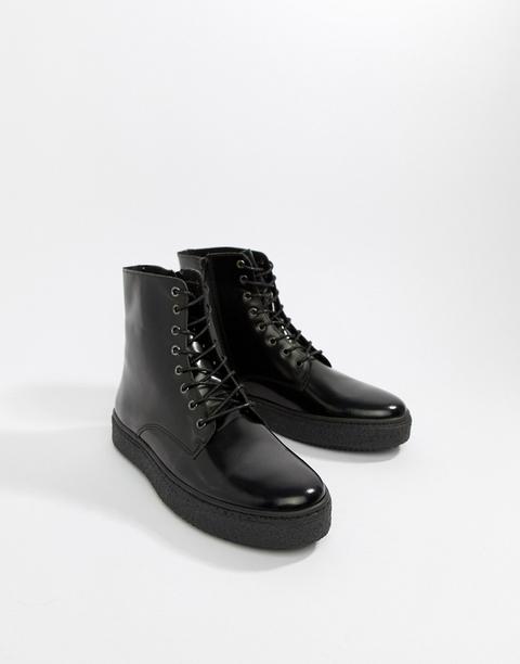 Zign Cupsole Lace Up Boots In Black 