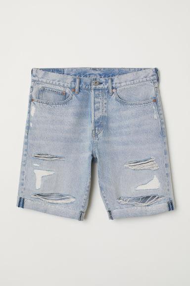 H & M - Shorts In Denim Straight - Blu