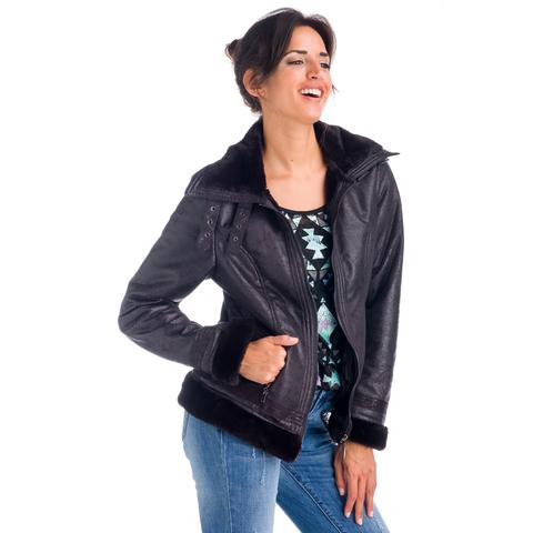 Chaqueta Tipo Piel Con Forro Textura