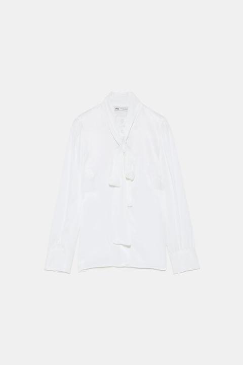 Blusa De Cetim Com Laço