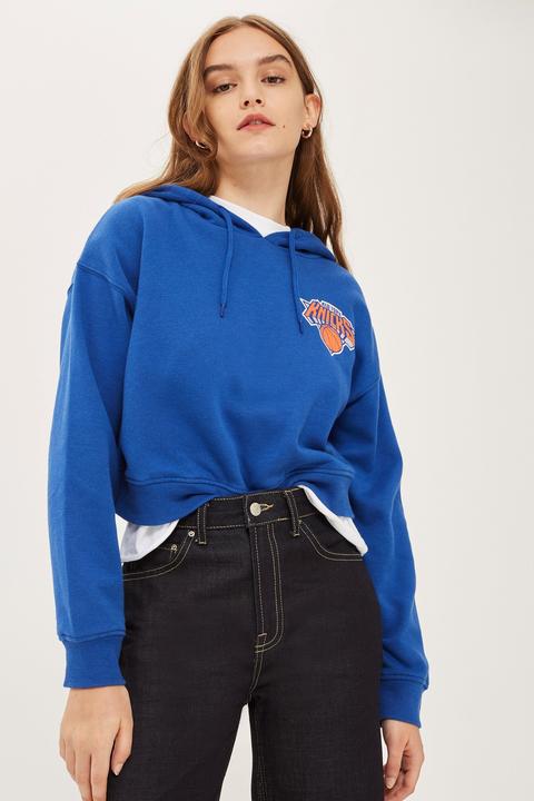 Womens Ny Knicks Crop Hoodie By Unk X Topshop - Cobalt, Cobalt