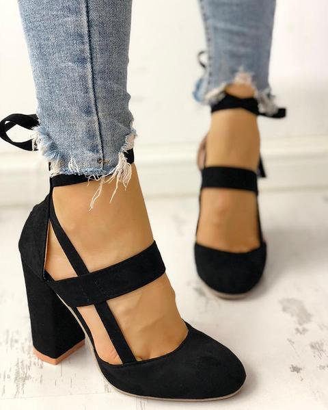 Fashion Caged Chunky Heels Shoes from 