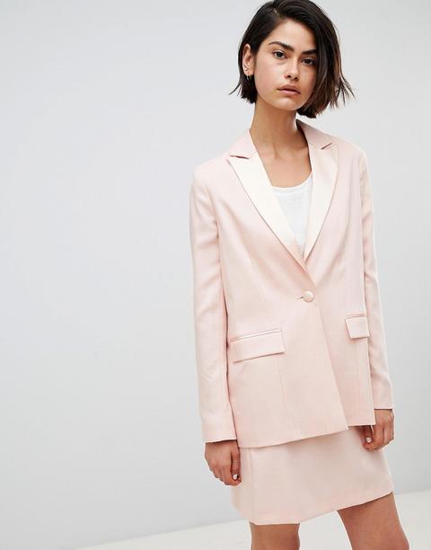 Asos Design Sartoriale - Blazer Con Raso A Contrasto In Coordinato - Rosa