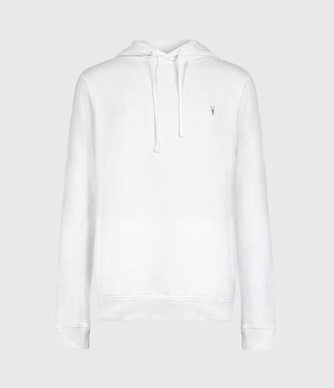 Allsaints Men's Raven Pullover Hoodie, Optic White, Size: Xxl