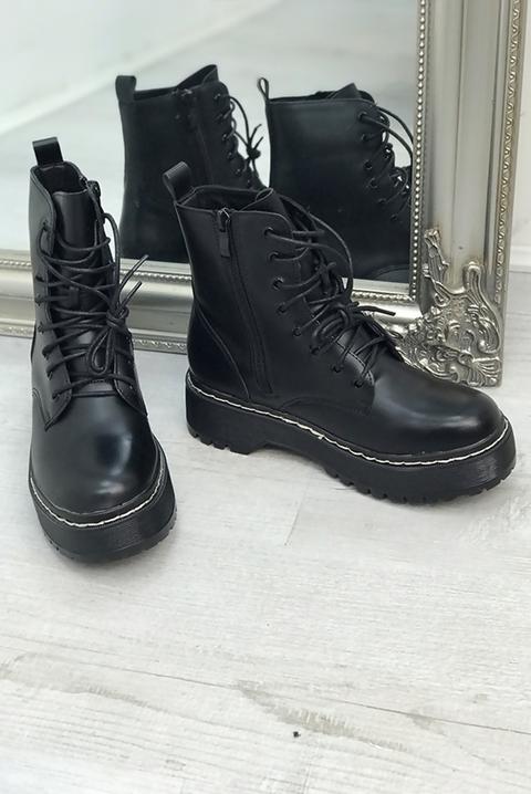 lace up black biker boots