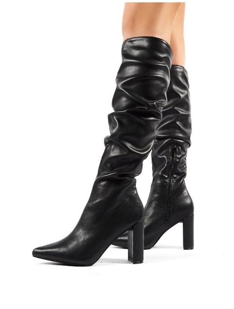 Mine Black Pu Knee High Boots