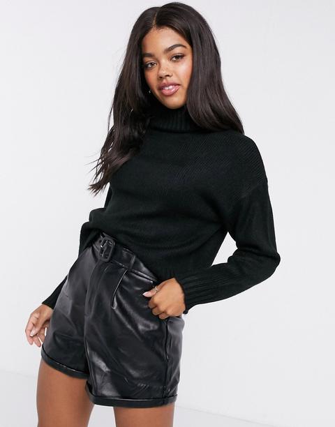 New Look Chunky Roll Neck Jumper In Black