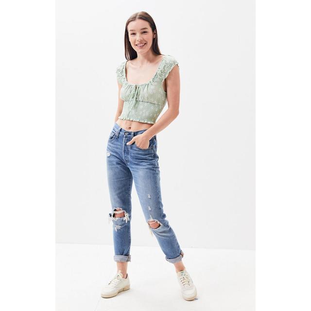 la hearts keyhole smocked top