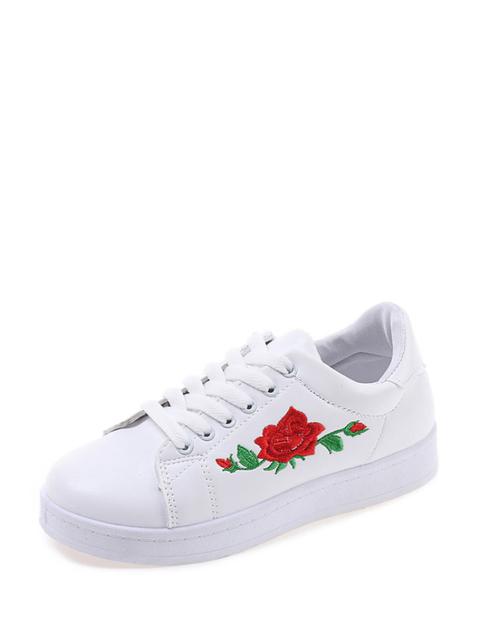 Zapatillas Con Cordón Con Bordado Floral