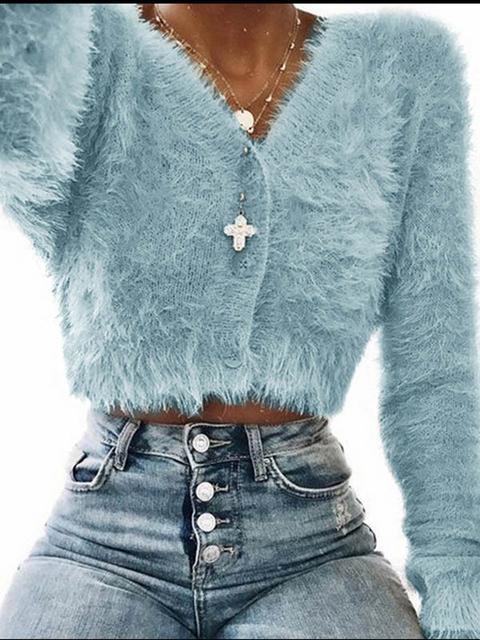 Cardigan Petto Casuale Blu