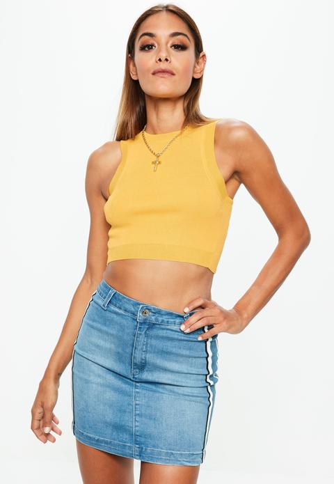 Yellow Knitted Crop Top