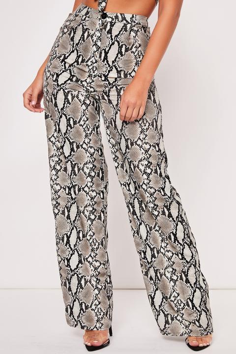 Macey Beige Snake Print Trousers