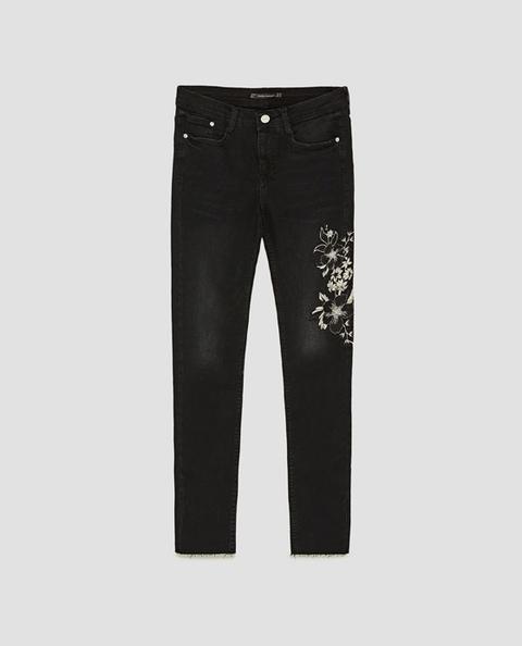 Jeans Denim Slim Ricamati