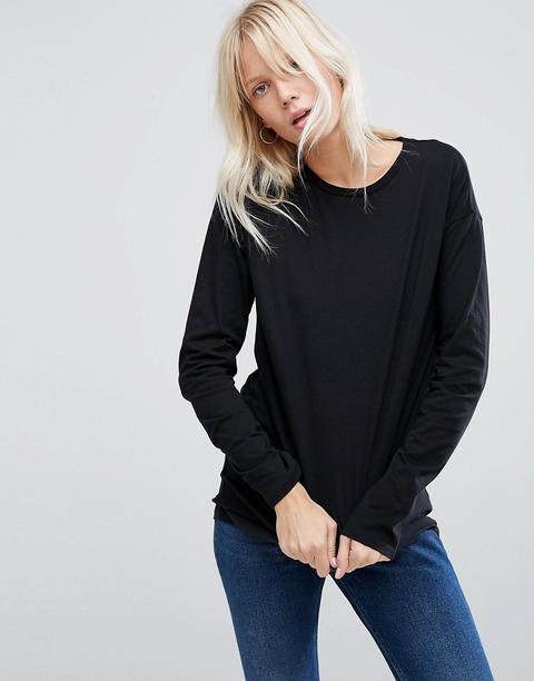 Asos - Maglia Lunga A Maniche Lunghe - Nero