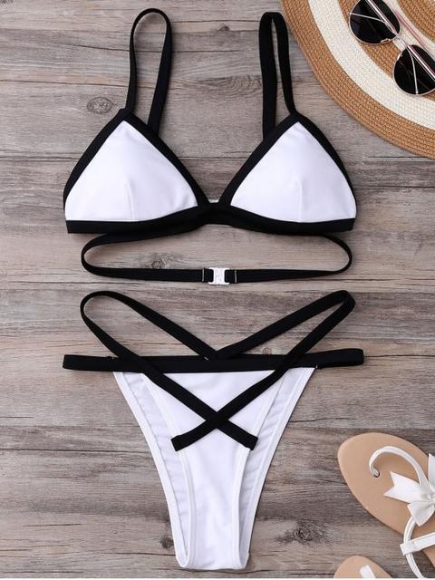 Bicolor Bandage Thong Bikini Set
