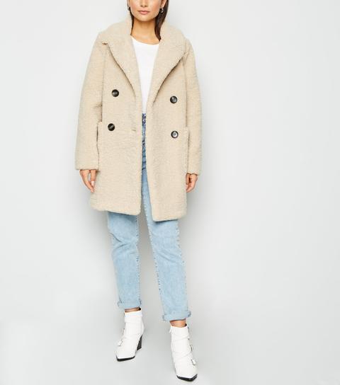 Petite Cream Teddy Coat New Look