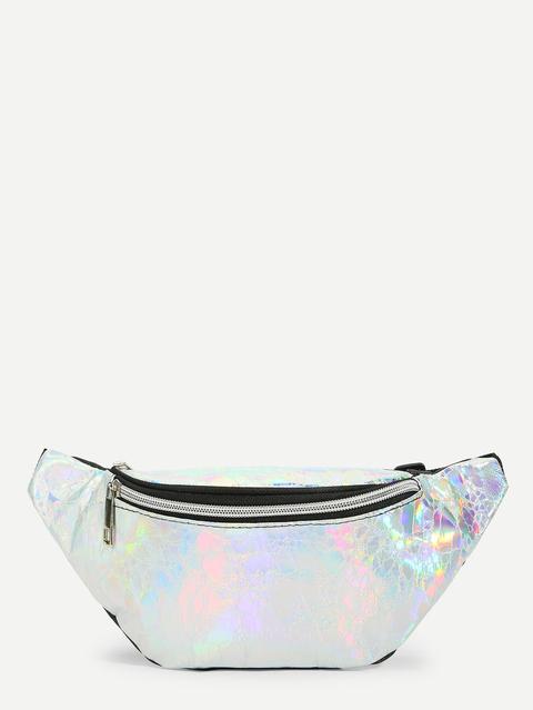 Schillernde Bauchtasche Mit Schmalem Gürtel