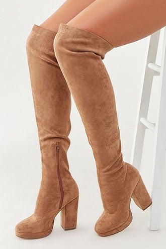 Forever 21 Faux Suede Over-the-knee Boots , Tan