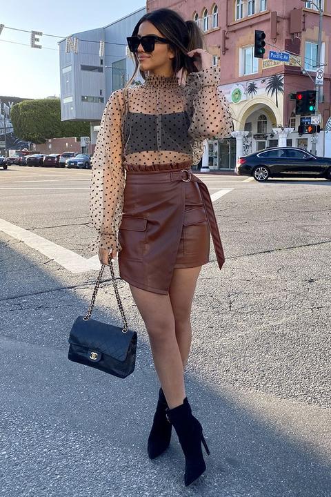 leather brown skirt