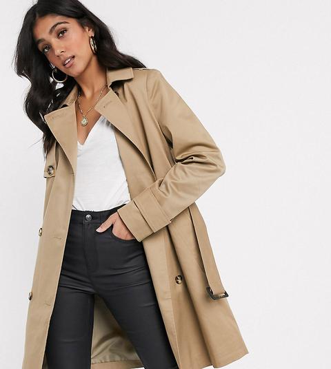 Asos Design Tall Trench Coat In Stone-neutral
