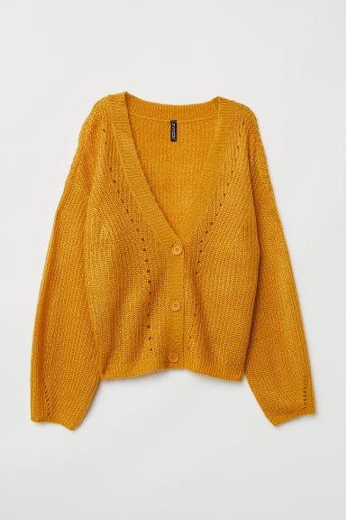 H & M - Cárdigan Con Cuello De Pico - Amarillo